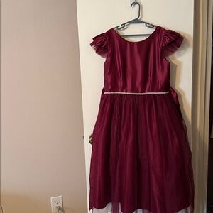 Elegant Burgundy Dress with Ruffled Sleeves